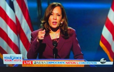 Kamala Harris speaking at Democratic National Convention